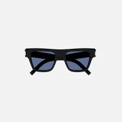 Sale Saint Laurent 469 Bold Flat Top Sunglasses Black Blue Lens