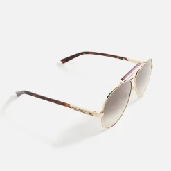 Hot Gucci 002 Sunglasses Gold / Havana / Brown