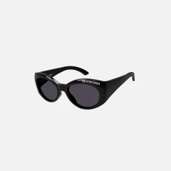Best Sale Balenciaga Acetate Front Logo Round Frame Shiny Black