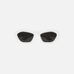 Sale Bottega Veneta Acetate Square Frame With Gold Triangle Hinge White With Grey Lens