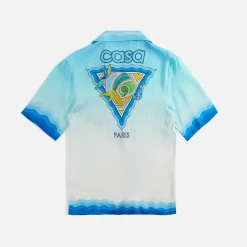 Fashion Casablanca Alebrije Armadillo Cuban Collar Shirt Blue