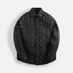 Cheap Palm Angels All Monogram Quilted Overshirt Anthracite