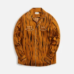 Fashion Bally Animal-Print Velvet Shirt Desert / Black