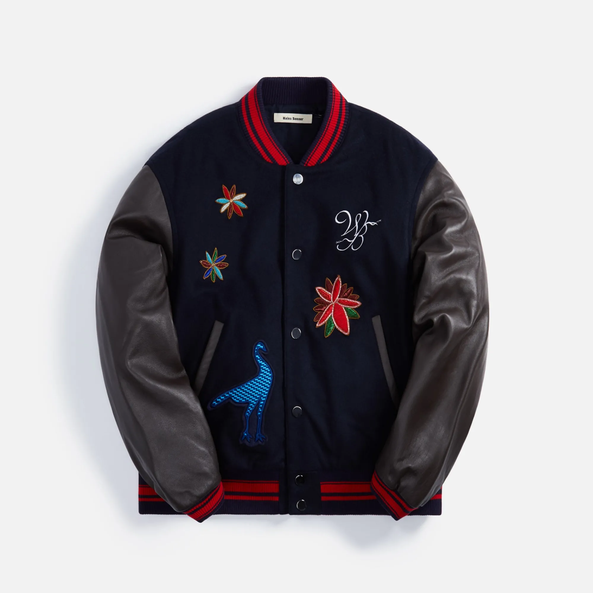 Outlet Wales Bonner Ascend Varsity Jacket Navy / Brown