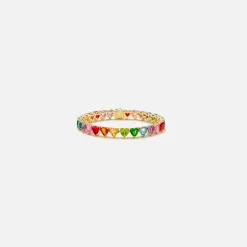 Cheap Yvonne Leon Baguette Riviere Heart Bracelet Gold / Multi