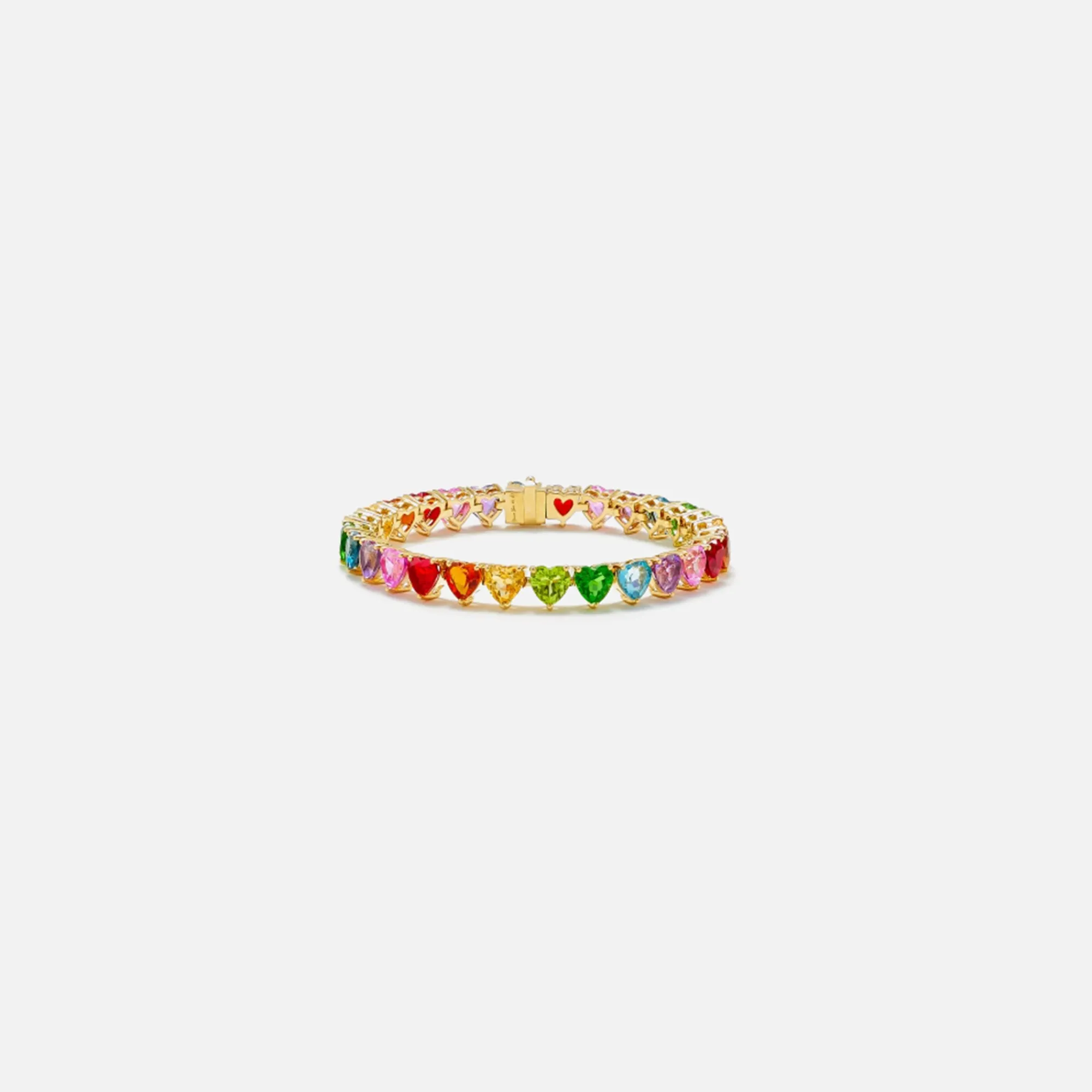 Cheap Yvonne Leon Baguette Riviere Heart Bracelet Gold / Multi