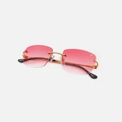 Best Vintage Frames Bal Harbour Drill Mount Sunglasses Gold Red Gradient