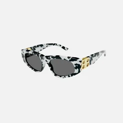 Outlet Balenciaga Bb Logo Gold Hinge Acetate Cat Eye Cow Print