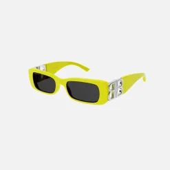 Online Balenciaga Bb Logo Hinge Rectangular Frame Yellow