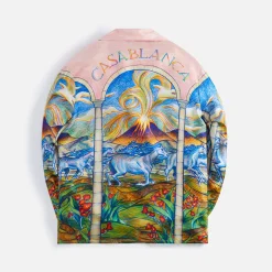 Cheap Casablanca Chevaux Sauvages Cuban Collar Long Sleeve Shirt Multi