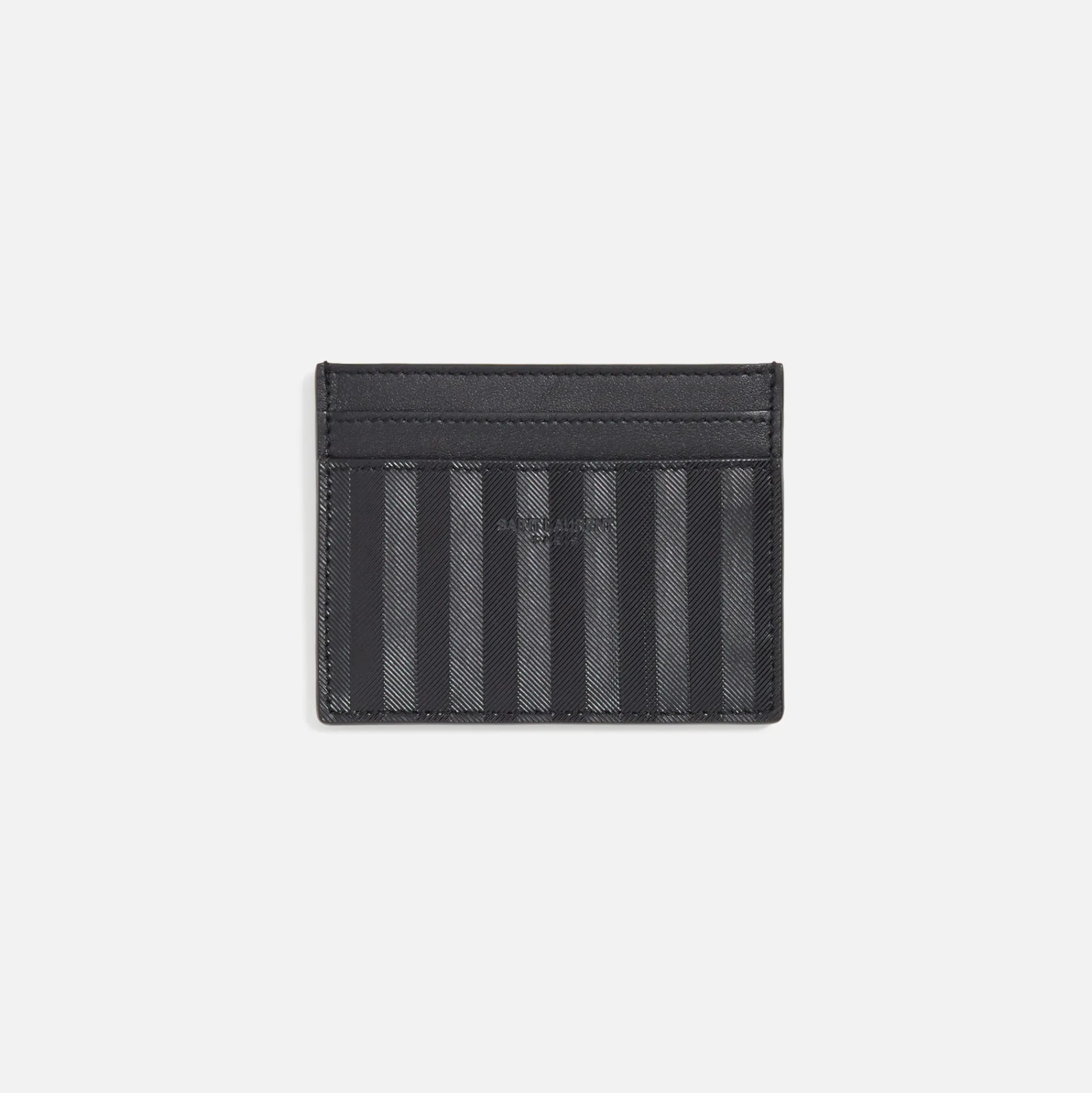 Fashion Saint Laurent Chevron Quilted Leather Card Case Black