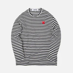 Online CDG Pocket Comme Des Garcons Play Striped Long Sleeve Tee Black / White