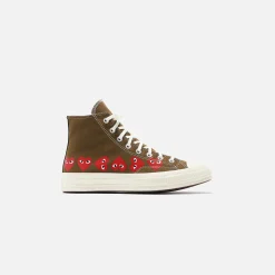 Fashion CDG Pocket Converse X Comme Des Garcons Cdg Play Chuck Taylor High Khaki / Multi Heart