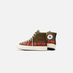 Best CDG Pocket Converse X Comme Des Garcons Cdg Play Chuck Taylor High Khaki / Multi Heart