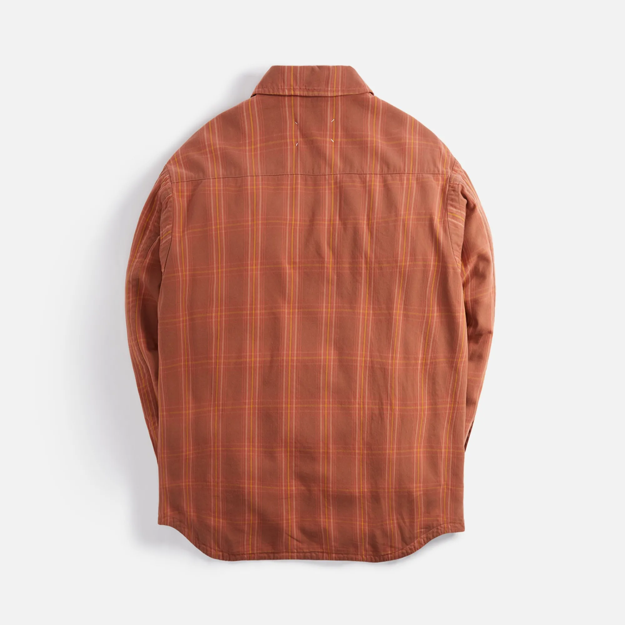 Best Sale Margiela Cotton Check Padded Shirt Brick Red
