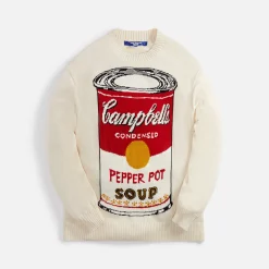 Outlet Junya Watanabe Man Cotton Jersey Intarsia Andy Warhol Sweater Off White