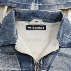 Hot Ottolinger Cropped Belt Denim Jacket Sand / Blue Paint