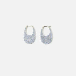Shop Coperni Crystal Embellished Medium Swipe Earring Ice Blue