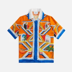 Fashion Casablanca Cuban Collar Shirt Silk Twill Escalier Infinity