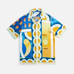Clearance Casablanca Cuban Collar Short Sleeve Shirt Paysage / Yellow