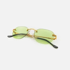 Best Sale Vintage Frames Detroit Player Drill Mount 24Kt Gold Lime Green