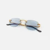 Best Vintage Frames Detroit Player Drill Mount Sunglasses Gold Blueberry