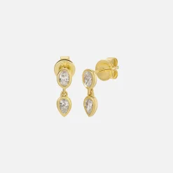 Sale Isa Grutman Double Drop Studs 14K Gold Yellow Gold
