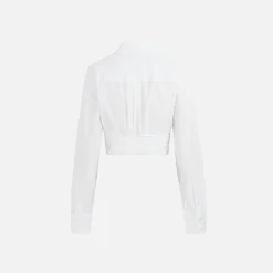 Sale Alexander Wang Draped Cropped Shirt With Placket Detail White