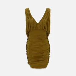 Best Saint Laurent Drapped Dress Khaki
