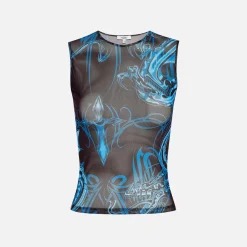 Cheap Miaou Drew Top Tattoo Blue