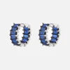 Cheap Luv AJ Emerald Ballier Huggie Hoop Earrings Blue Sapphire / Silver