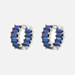 Cheap Luv AJ Emerald Ballier Huggie Hoop Earrings Blue Sapphire / Silver