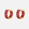 Cheap Luv AJ Emerald Ballier Huggie Hoop Earrings Ruby Red / Gold