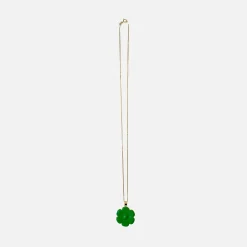 Shop VEERT Enamel Flower Pendant W/ Chain Green