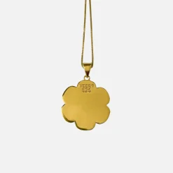 Shop VEERT Enamel Flower Pendant W/ Chain Green