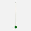 Clearance VEERT Enamel Flower Pendant W/ Chain Green