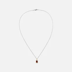 Shop Maor Equinox Charm Necklace In Silver And Yellow Gold With Garnet Silver / Gold