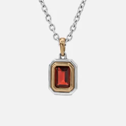 Shop Maor Equinox Charm Necklace In Silver And Yellow Gold With Garnet Silver / Gold