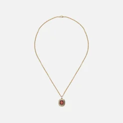 New Maor Equinox Large Charm Necklace In 18K Yellow Gold And Platinum With Garnet Gold / Platinum