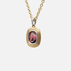 New Maor Equinox Large Charm Necklace In 18K Yellow Gold And Platinum With Garnet Gold / Platinum