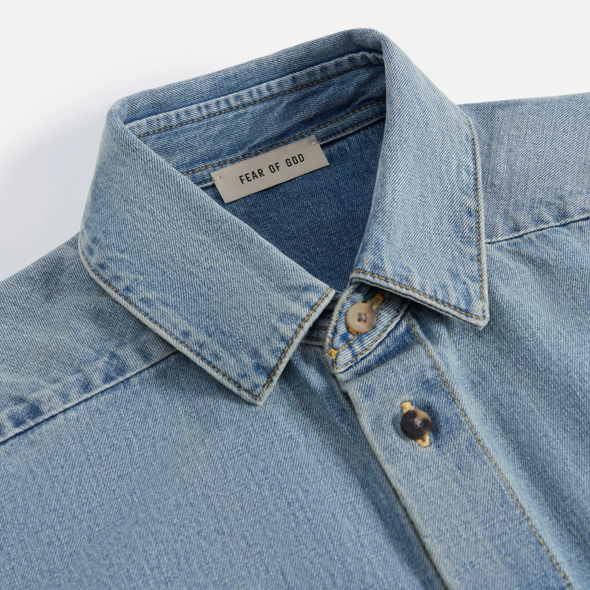Hot Fear of God Eternal Denim Shirt 5 Year Indigo