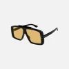 Clearance Gucci Exaggerated Acetate Aviator Black W / Yellow Lens
