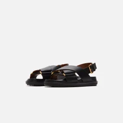 Discount Marni Fb Crisscross Sandal Smooth Calf Leather Black