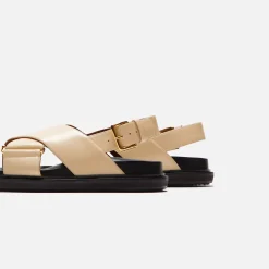 Online Marni Fb Crisscross Sandal Smooth Calf Leather Silk White