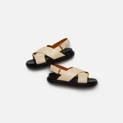 Online Marni Fb Crisscross Sandal Smooth Calf Leather Silk White