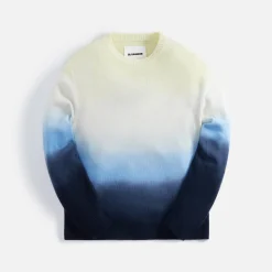 Store Jil Sander Fine Merino Crew Neck With Degrade Hand Dip-Dye Blue
