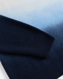Store Jil Sander Fine Merino Crew Neck With Degrade Hand Dip-Dye Blue