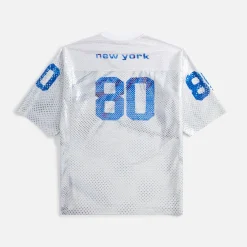 Clearance T by Alexander Wang Football Jersey With Sequin Hotfix White Blue