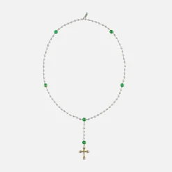 Flash Sale VEERT Freshwater Pearl Onyx Rosary Necklace Green