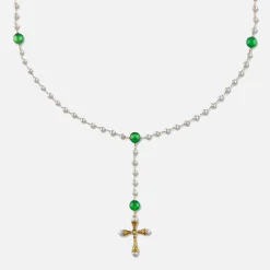 Outlet VEERT Freshwater Pearl Onyx Rosary Necklace Green